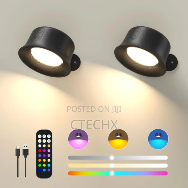 Cordless Rechargeable Set of LED Wall Light Sconces