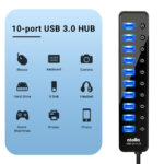 Atolla 10 Port Powered Usb 3.0 Hub With Three Pin Adapter