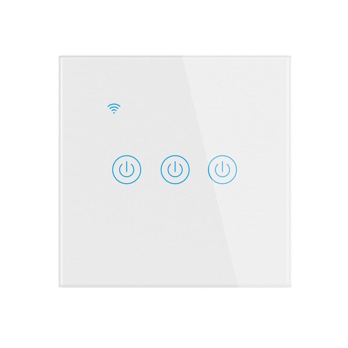 Acmerota Touch Light Switch 3 Gang 1 Way, White Single ON/Off Switch for LED Lights Electrical Light Wall Switch,Tempered Glass Panel with LED Backlight for Home Office School, AC100-240V 1-1000W - Image 1