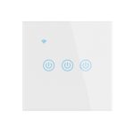 Acmerota Touch Light Switch 3 Gang 1 Way, White Single ON/Off Switch for LED Lights Electrical Light Wall Switch,Tempered Glass Panel with LED Backlight for Home Office School, AC100-240V 1-1000W