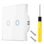 Acmerota Touch Light Switch 3 Gang 1 Way, White Single ON/Off Switch for LED Lights Electrical Light Wall Switch,Tempered Glass Panel with LED Backlight for Home Office School, AC100-240V 1-1000W - Image 2