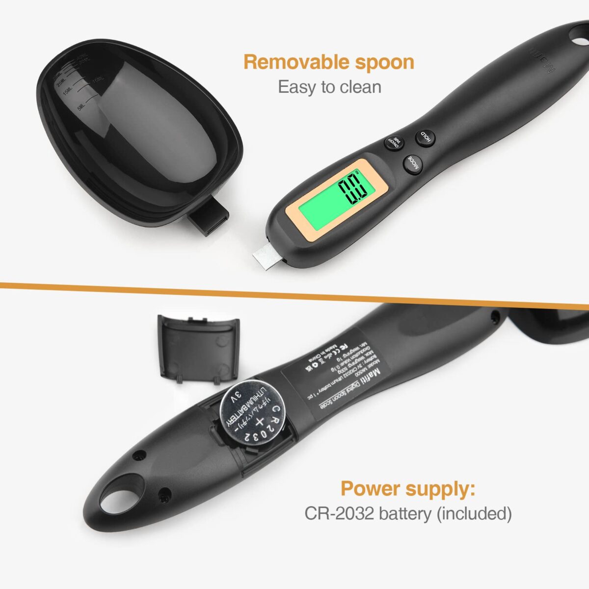 Mafiti Digital Measuring Spoon, Weighing Spoon Scale 500g / 0.1g High Precision with LCD Screen Display for Kitchen Gadgets Daily Meals and Pet/Dog/Cat Food Measuring Scoop - Image 2