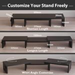 BONTEC Dual Wooden Monitor Stand with Groove, Adjustable Length and Angle for Portable Monitor and Desktop PC Monitor - Image 3