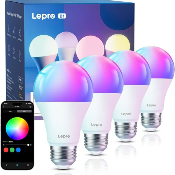 Lepro B1 Ai Smart Bulb, E27 Wifi Bulb, Music Sync 4 Packs