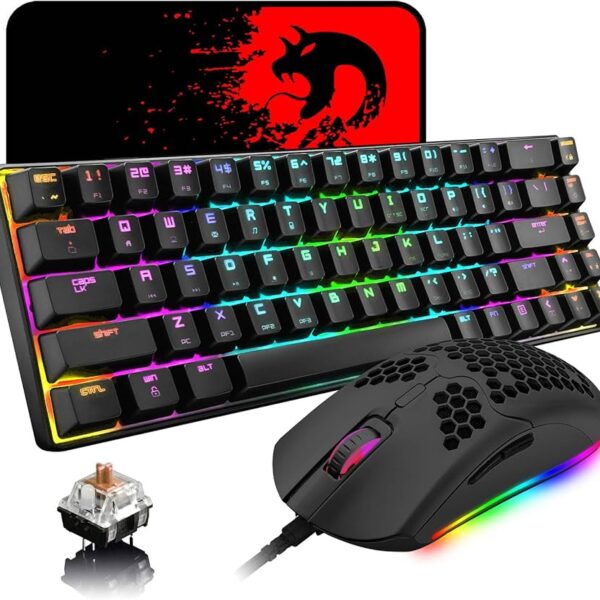 Wired RGB Backlit Mechanical Gaming Mouse Keyboard, 68 Keys