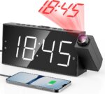 GOLOZA Projection Alarm Clock, Digital Clock with Modern Curved Design 180° Rotatable Projector, 3-Level Brightness Dimmer, Clear Blue LED Display, Progressive Volume, 9mins Snooze,12/24H, for Bedroom - Image 2