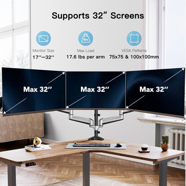 Huanuo Triple Monitor Mount for 17 to 32 Inch
