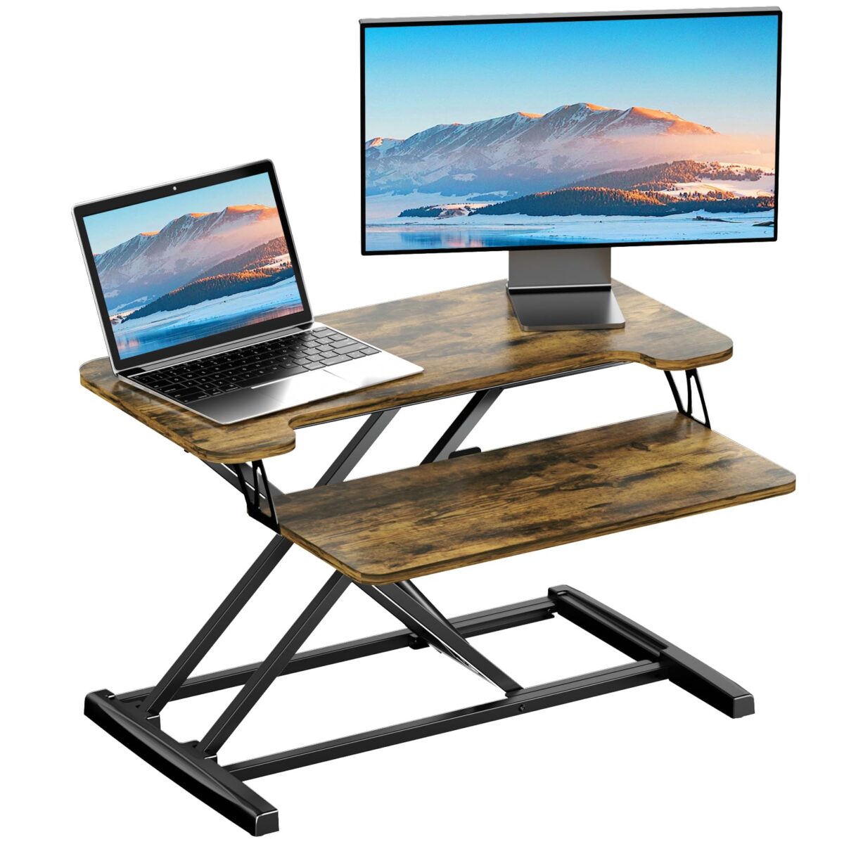 Adjustable Height Converter Dual-Tier Stand Up Workstation - Image 1