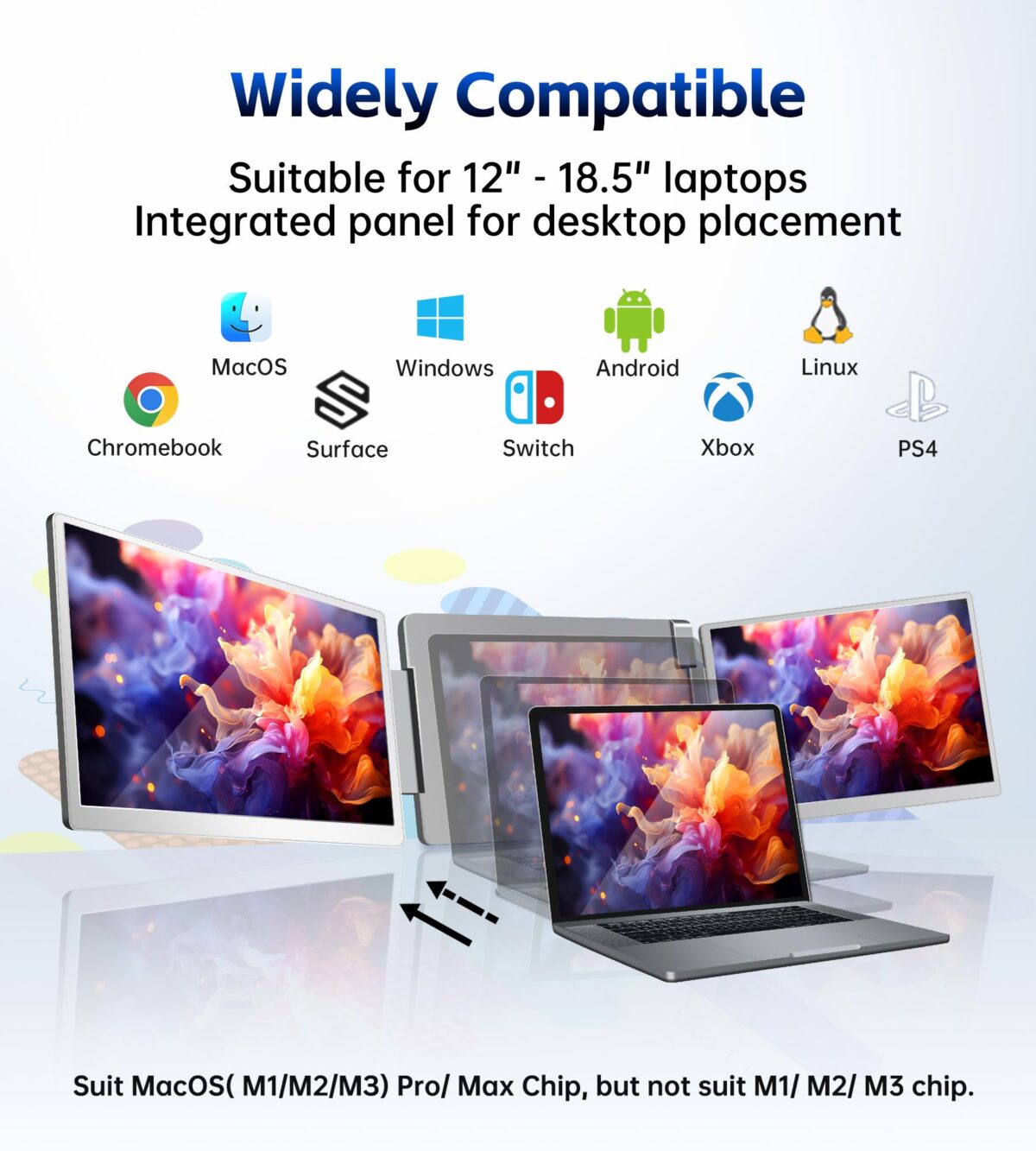 Triple Laptop Screen Extender 16" Portable Monito - Image 1
