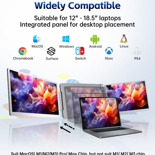 Triple Laptop Screen Extender 16" Portable Monito