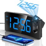 GOLOZA Projection Alarm Clock, Digital Clock with Modern Curved Design 180° Rotatable Projector, 3-Level Brightness Dimmer, Clear Blue LED Display, Progressive Volume, 9mins Snooze,12/24H, for Bedroom - Image 3