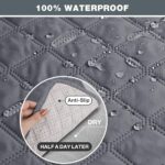 Xineage Quilted Sofa Cover for 3 Cushion Couch Water Resistant Slipcover Furniture Protector Washable Couch Cover with Non Slip and Elastic Straps for Kids Dog Cat Pet (Grey, 132x86) - Image 2