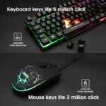 Gaming Keyboard and Mouse Set,Mafiti RK101 7 Rainbow Backlit Keyboard with Mechanical Feeling Breathing Light for Working or Gaming, UK Layout - Image 4