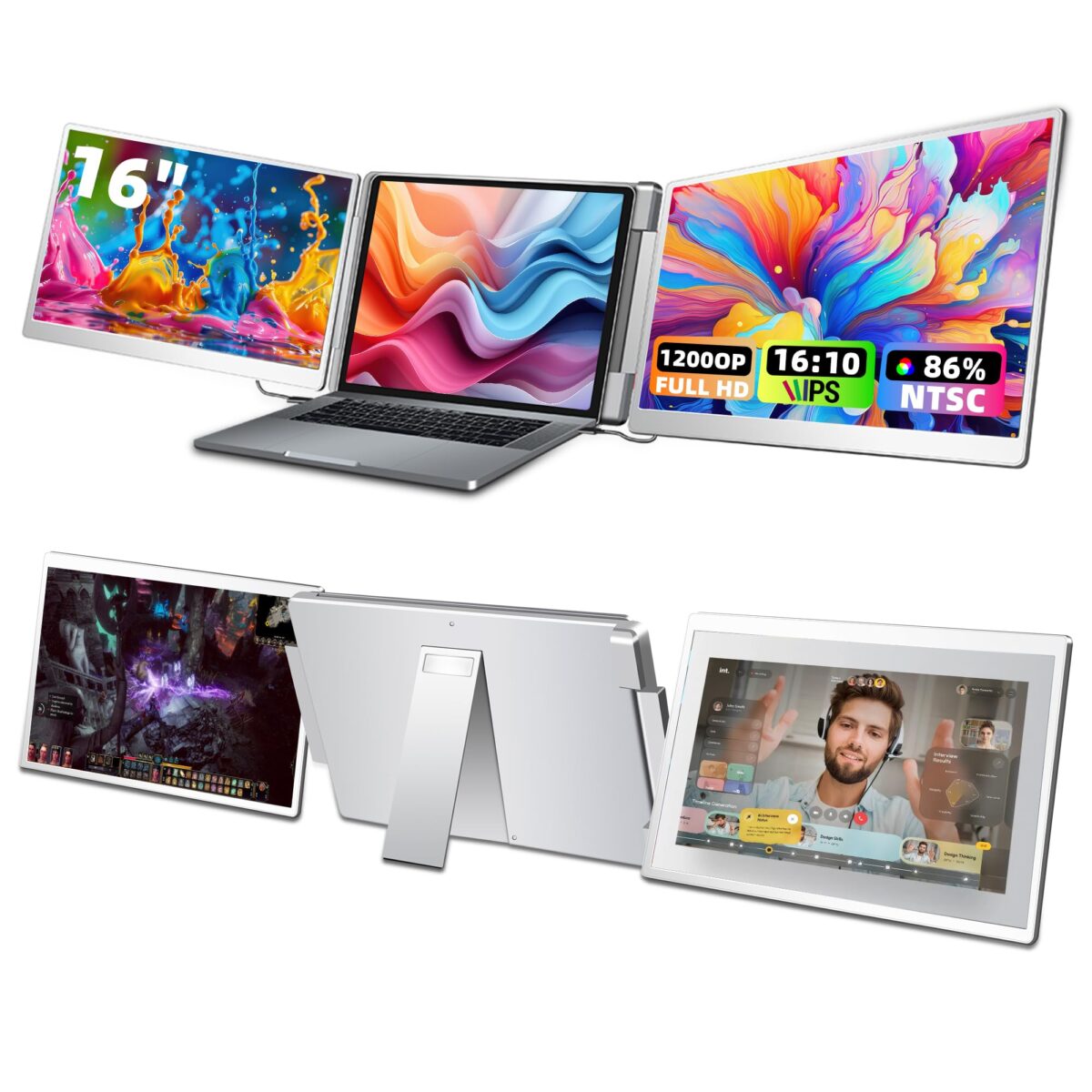 Triple Laptop Screen Extender 16" Portable Monito - Image 2