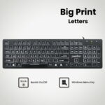 Wired White Backlit Usb Keyboard - Large Print Letters - Image 2