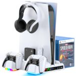 OIVO PS5 Cooling Stand with Charging Station, Dual Controller Charger, 12 Game Slots, Air Suction Cooling, LED Indicators, Variable Speed Fan - Image 2
