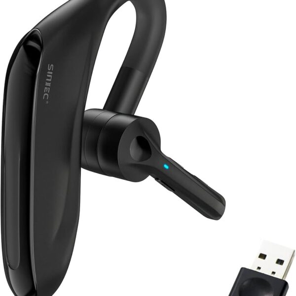 SUNITEC Bluetooth Headset with Microphone Wireless Headset Single Ear Wireless with Noise Cancelling USB Dongle CVC 8.0 Dual Mic to Mobile Phone/Mac/PC Over for Business/Office/Driving