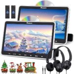 NAVISKAUTO 2 Car DVD Player 10.1 Inch Monitors with Slot In Design, HDMI IN, 2 Headphones, Car Headrest with 2 Mounting Brackets, Last Memory, Region Free, SD, USB/SD Card (2 DVD Players Car)