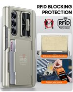 Vizvera for Samsung Galaxy Z Fold 6 Case RFID Wallet with Cards Holder [S Pen Holder] [Camera Cover] Shockproof Silicone Protective Phone Case for Z Fold 6 2024-Natural Titanium - Image 2