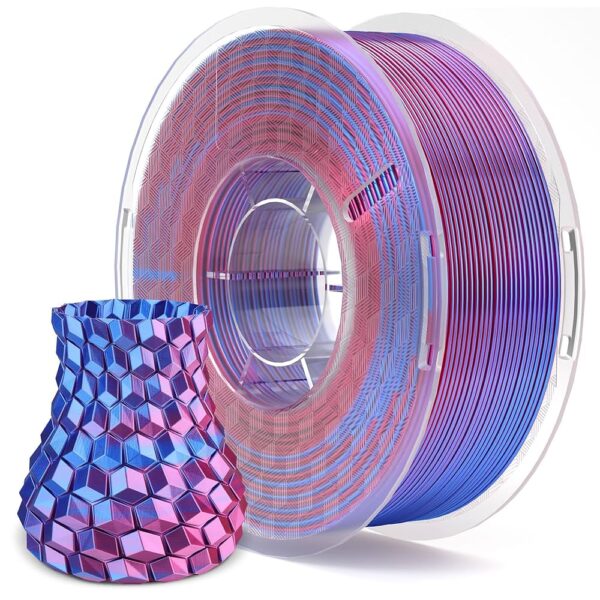 ELEGOO Silk PLA Filament 1.75mm Dual Color Blue Purple 1KG, Shiny 3D Printer Filament Dimensional Accuracy +/- 0.05mm, 1kg Spool(2.2lbs) Fits for Most FDM 3D Printers